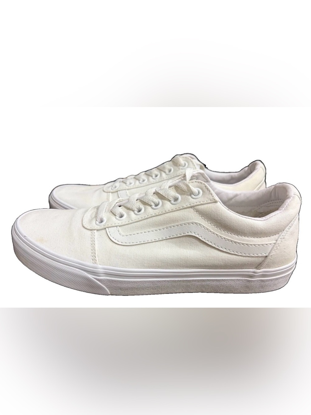 Vans Ward True White Canvas Skate Shoes - Triple White Low Tops womens sz10 READ